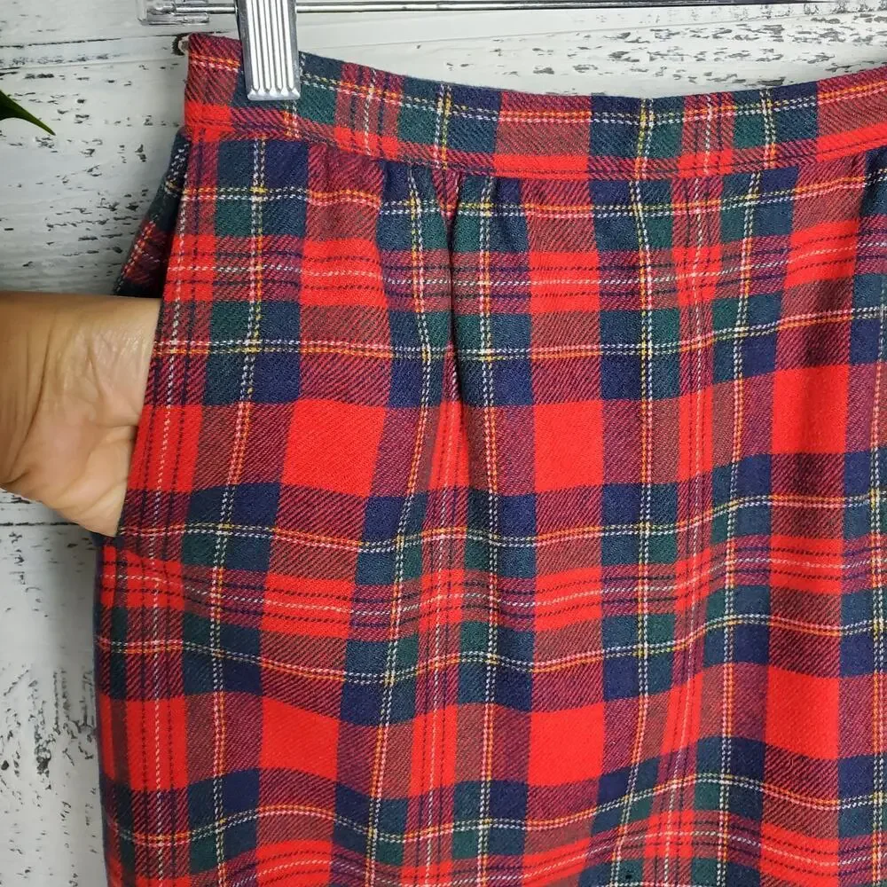 Vintage Pendleton Royal Stewart Plaid Wool Skirt 6 Red Tartan Classic Academia